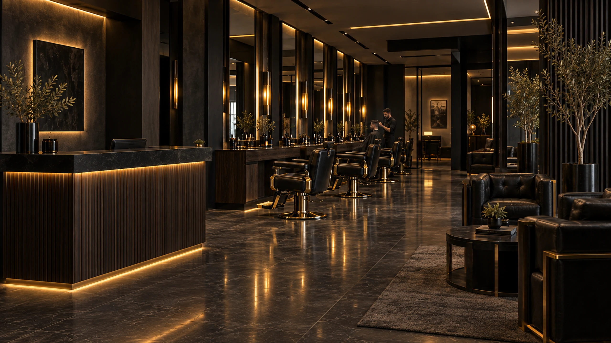 Interior da Barbearia Premium