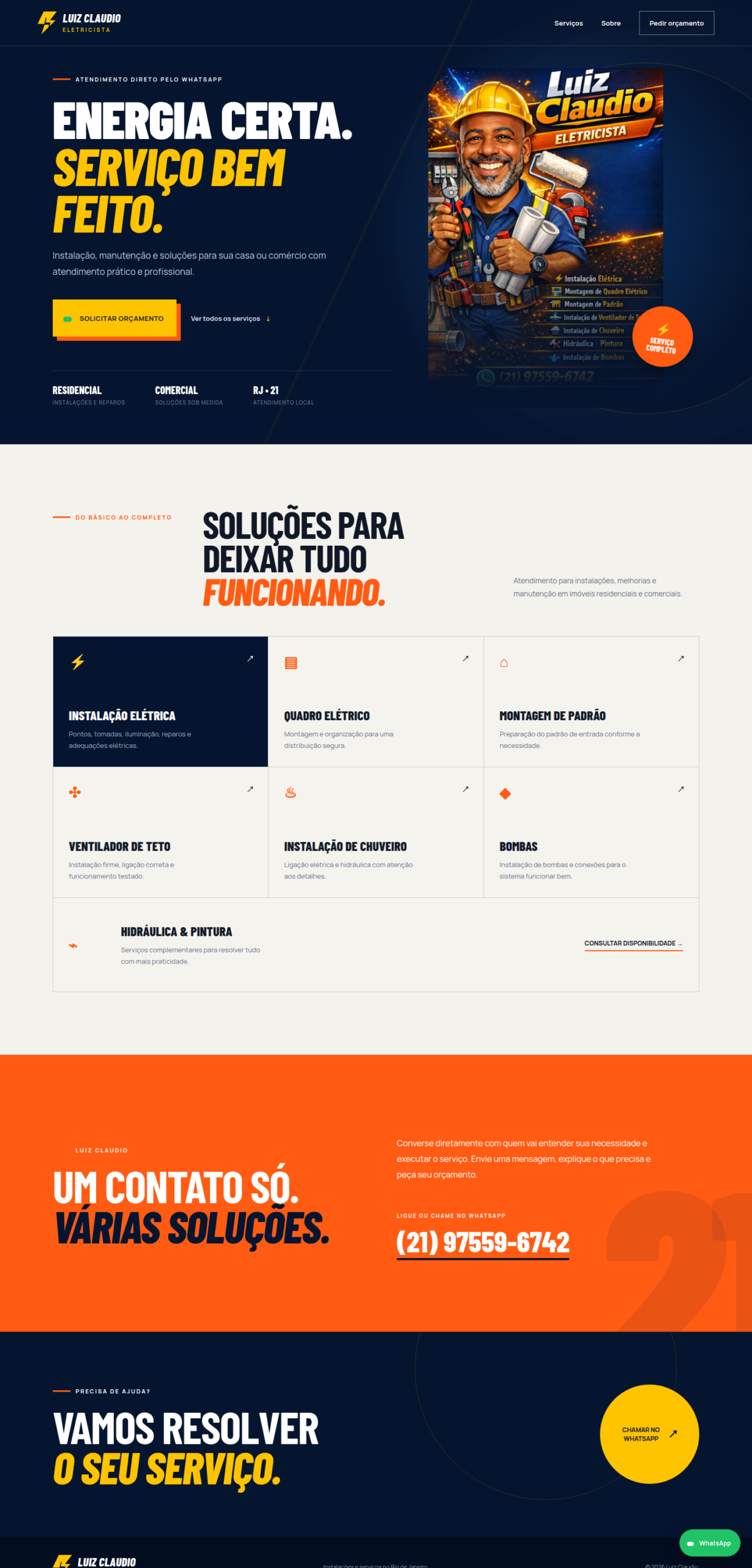 Landing page Luiz Claudio Eletricista